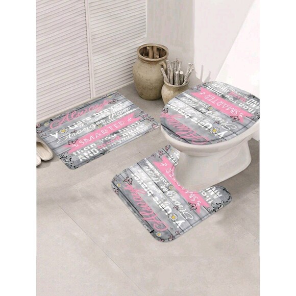 4-Pcs. Inspirational Quotes Shower Curtain Set - Picture 3 of 11